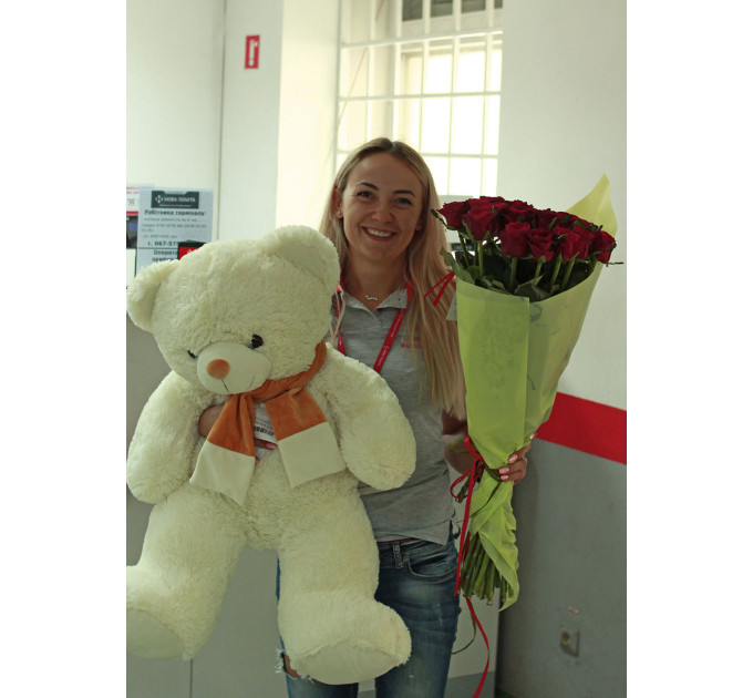 Мишка + троянди