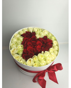 Серце з 101 троянди у круглої коробці  XXL #3