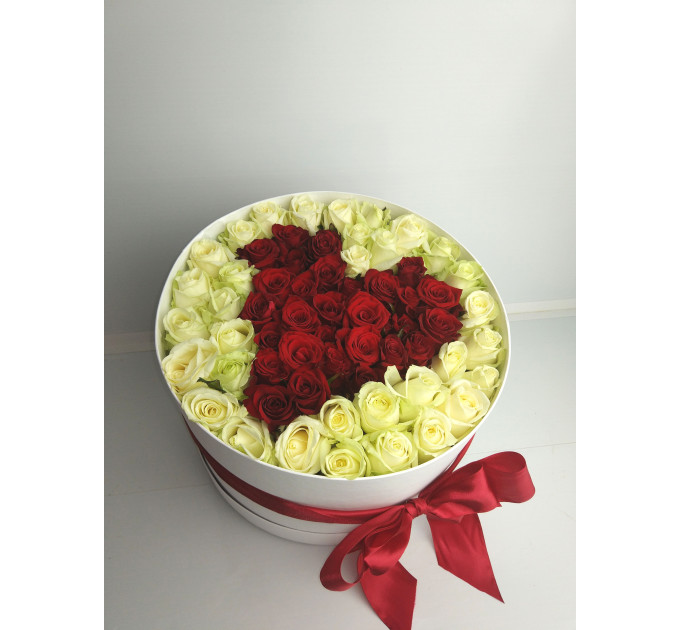 Серце з 101 троянди у круглої коробці  XXL #3