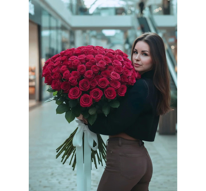 Букет зі 101 метрової червоної троянди