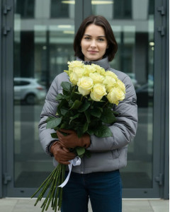 11 метрових імпортних білих троянд