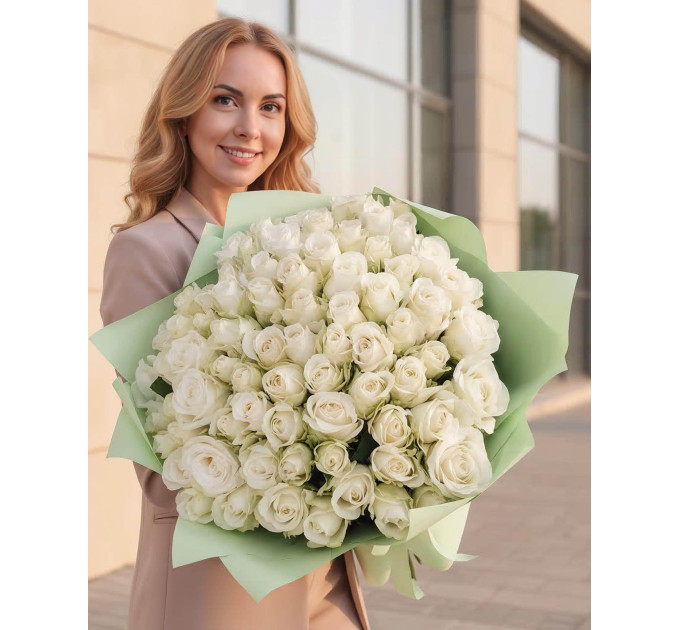 75 білих троянд