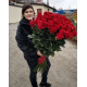 Букет з 75 метрових червоних троянд