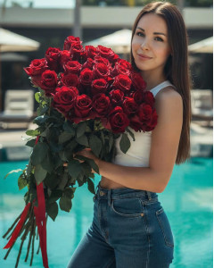 Букет з 35 метрових червоних троянд