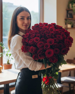 Букет з 51 метрової червоної троянди