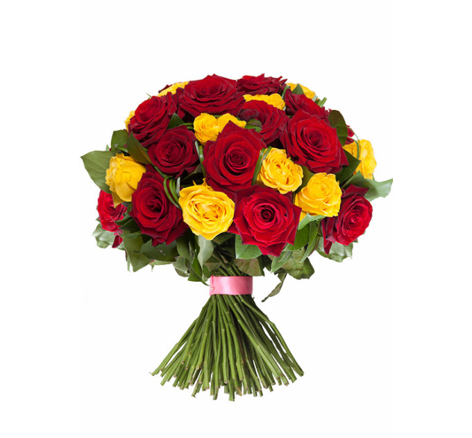 Букет червоних та жовтих троянд "Сонечко"