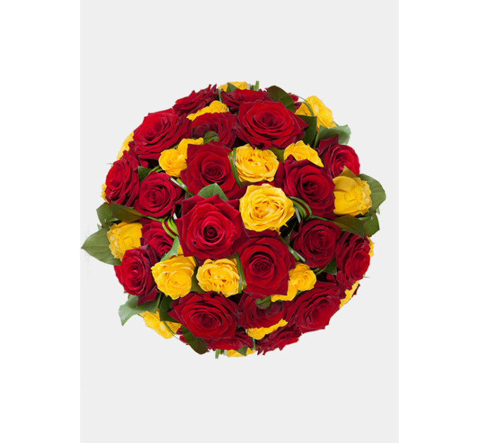 Букет червоних та жовтих троянд "Сонечко"
