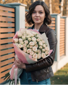 15 кремова кущова троянда Бомбастік