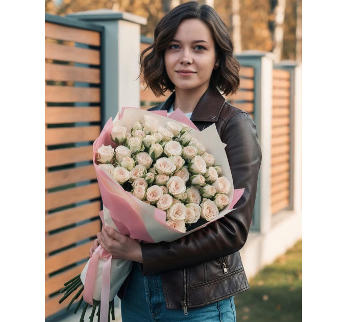 15 кремова кущова троянда Бомбастік